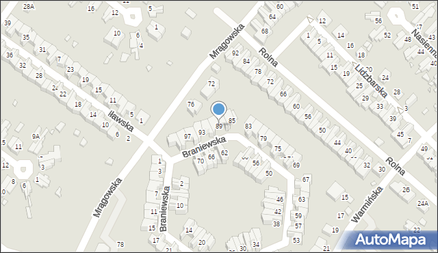 Wrocław, Braniewska, 89, mapa Wrocławia