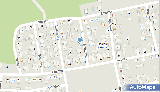 Wronki, Brzozowa, 3, mapa Wronki