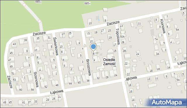 Wronki, Brzozowa, 6, mapa Wronki