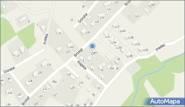 Wrząsowice, Brzegi, 115, mapa Wrząsowice