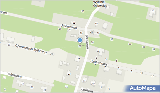 Wycinki Osowskie, Brzozowa, 27, mapa Wycinki Osowskie