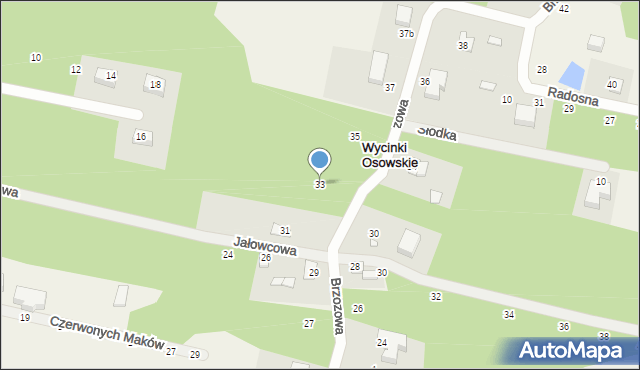 Wycinki Osowskie, Brzozowa, 33, mapa Wycinki Osowskie