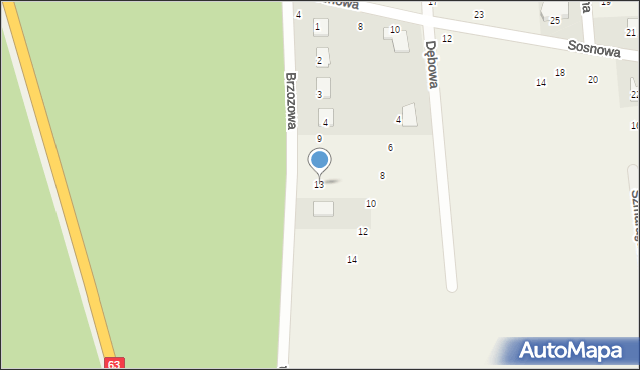 Wygoda, Brzozowa, 13, mapa Wygoda