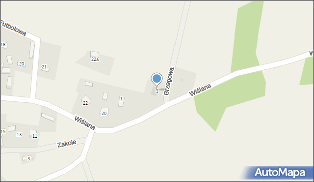 Wykowo, Brzegowa, 1, mapa Wykowo