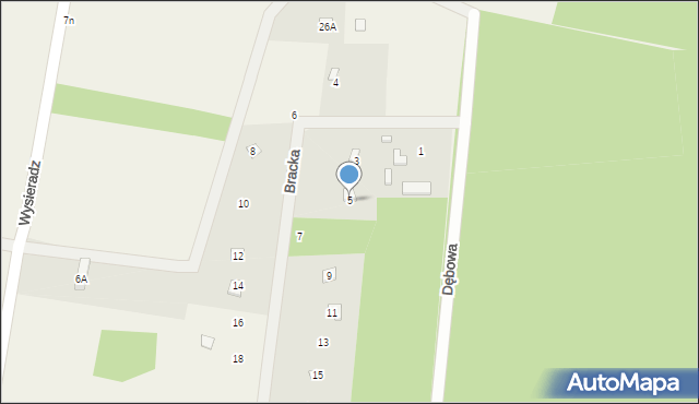 Wymysłów-Piaski, Bracka, 5, mapa Wymysłów-Piaski