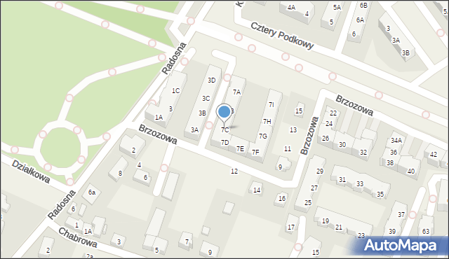 Wysoka, Brzozowa, 7C, mapa Wysoka
