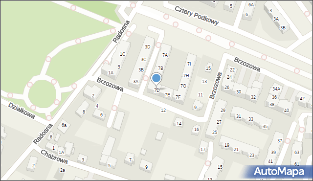 Wysoka, Brzozowa, 7D, mapa Wysoka