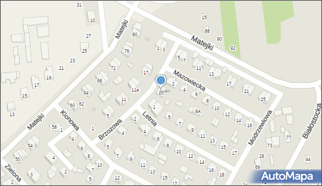 Wyszków, Brzozowa, 10, mapa Wyszków