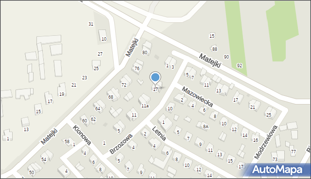 Wyszków, Brzozowa, 17, mapa Wyszków