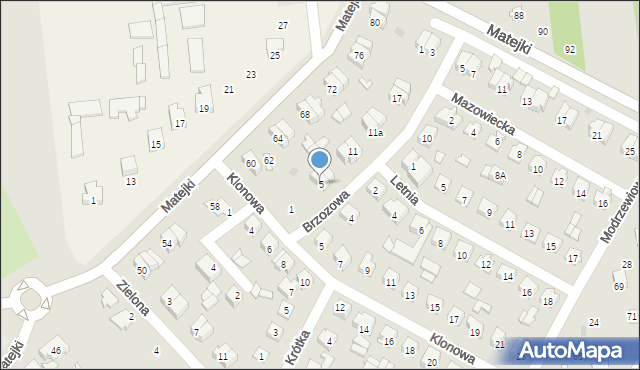Wyszków, Brzozowa, 5, mapa Wyszków