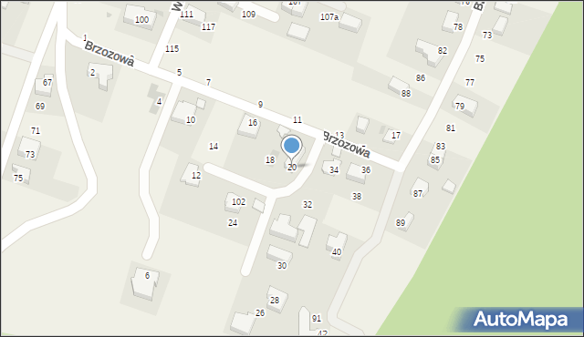 Zabierzów, Brzozowa, 20, mapa Zabierzów