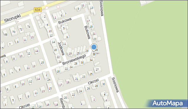 Ząbki, Broniewskiego Władysława, 36, mapa Ząbki