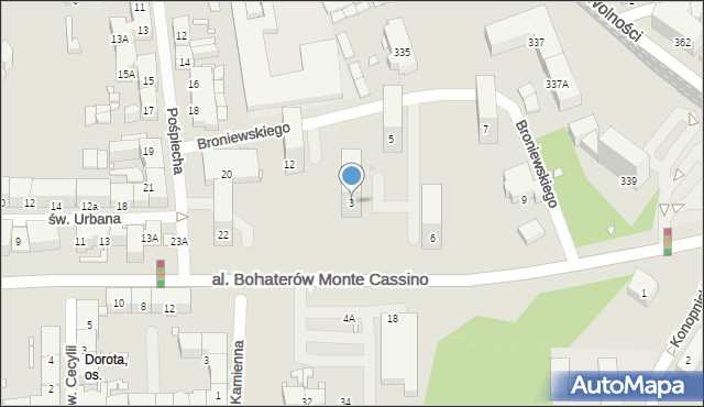 Zabrze, Broniewskiego Władysława, 3, mapa Zabrza