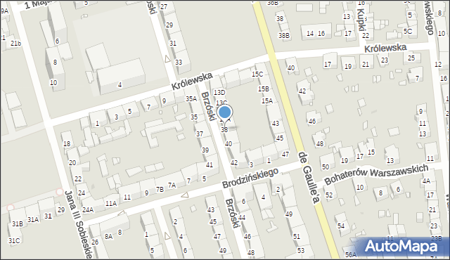 Zabrze, Brzóski Stanisława, ks., 38, mapa Zabrza