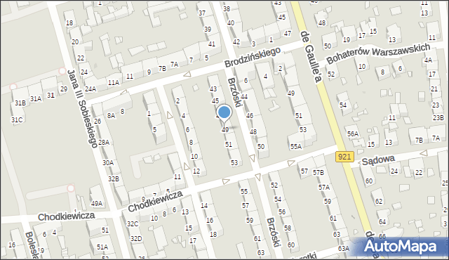 Zabrze, Brzóski Stanisława, ks., 49, mapa Zabrza