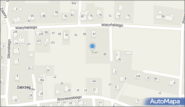 Zabrzeg, Broniewskiego Władysława, 12d, mapa Zabrzeg