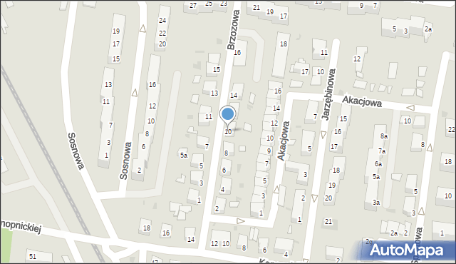 Żagań, Brzozowa, 10, mapa Żagań
