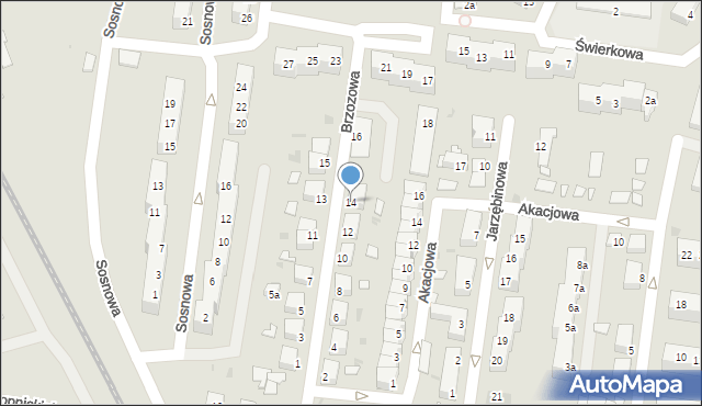 Żagań, Brzozowa, 14, mapa Żagań