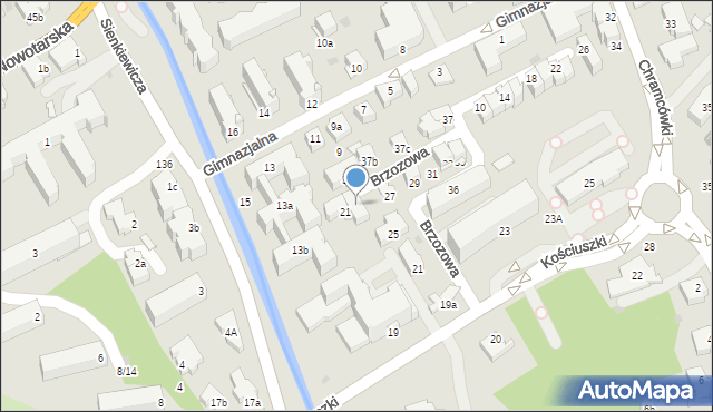 Zakopane, Brzozowa, 23, mapa Zakopanego