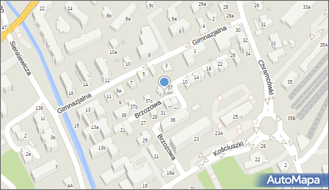 Zakopane, Brzozowa, 37a, mapa Zakopanego