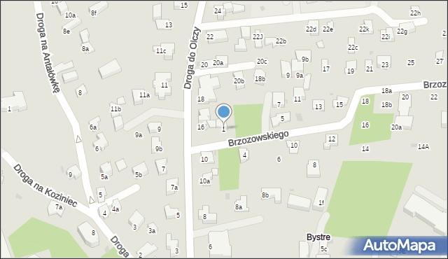 Zakopane, Brzozowskiego Tadeusza, 1, mapa Zakopanego