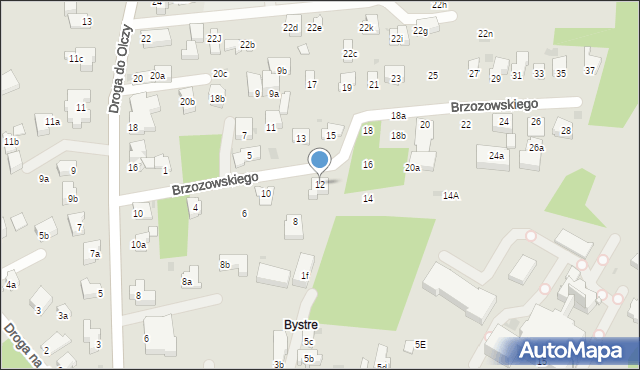 Zakopane, Brzozowskiego Tadeusza, 12, mapa Zakopanego