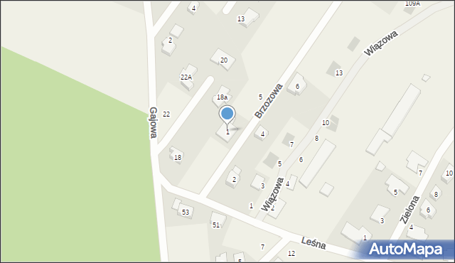 Zakrzewo, Brzozowa, 1, mapa Zakrzewo