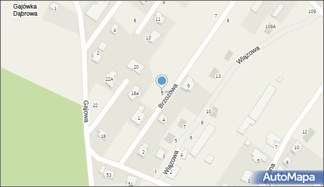 Zakrzewo, Brzozowa, 5, mapa Zakrzewo