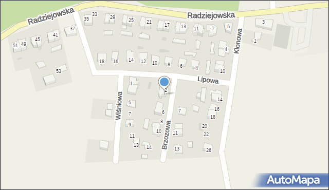 Zakrzewo, Brzozowa, 4, mapa Zakrzewo