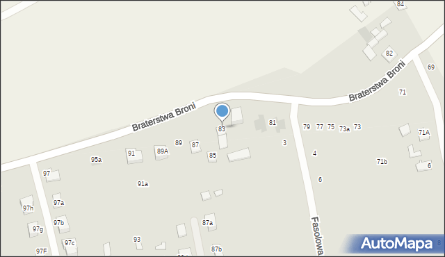 Zamość, Braterstwa Broni, 83, mapa Zamościa