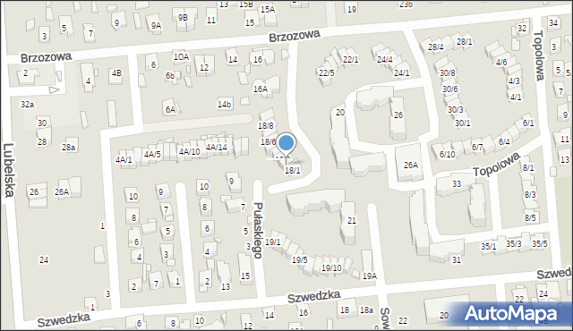 Zamość, Brzozowa, 18/2, mapa Zamościa