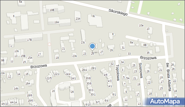 Zamość, Brzozowa, 25, mapa Zamościa