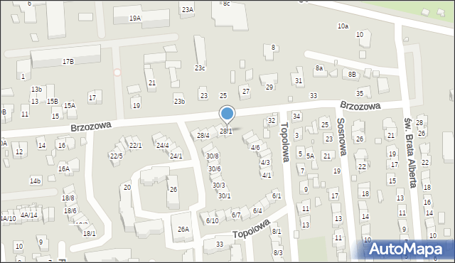 Zamość, Brzozowa, 28/1, mapa Zamościa