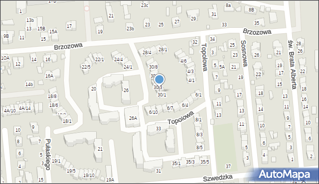 Zamość, Brzozowa, 30/2, mapa Zamościa