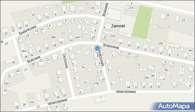 Zamość, Brzozowa, 4, mapa Zamościa