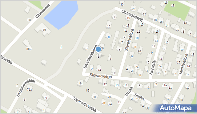 Żarki, Broniewskiego Władysława, 4, mapa Żarki