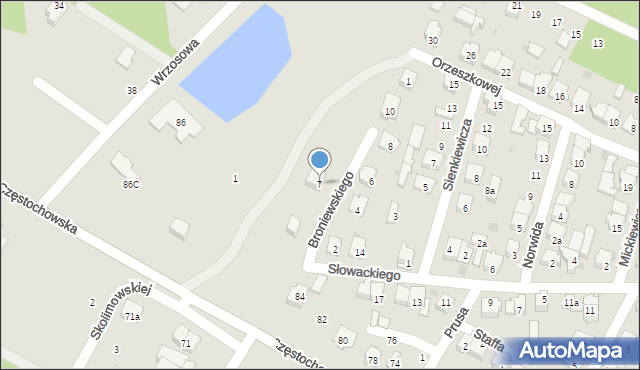 Żarki, Broniewskiego Władysława, 7, mapa Żarki