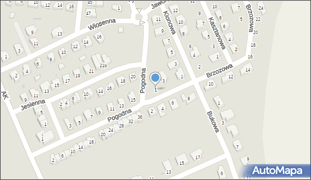 Żarów, Brzozowa, 1, mapa Żarów