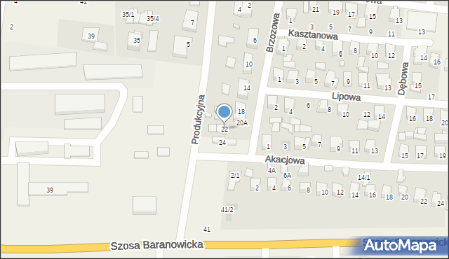 Zaścianki, Brzozowa, 22, mapa Zaścianki