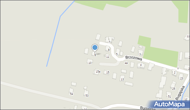 Zator, Brzozowa, 9, mapa Zator
