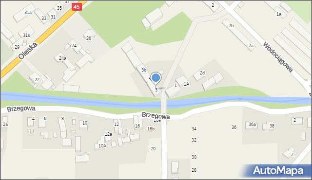 Zawada, Brzegowa, 3, mapa Zawada