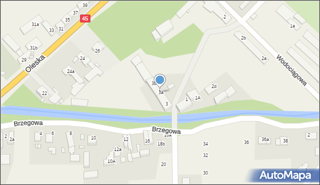 Zawada, Brzegowa, 3a, mapa Zawada
