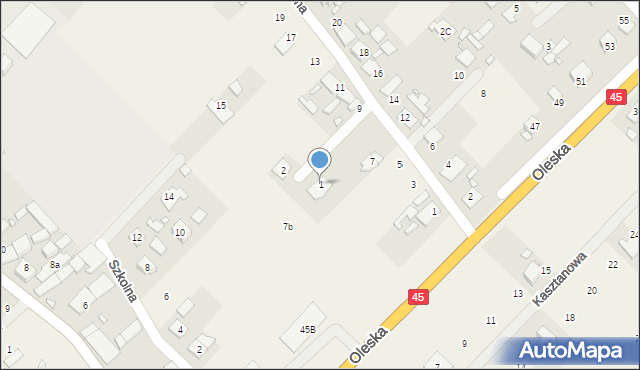 Zawada, Brzozowa, 1, mapa Zawada