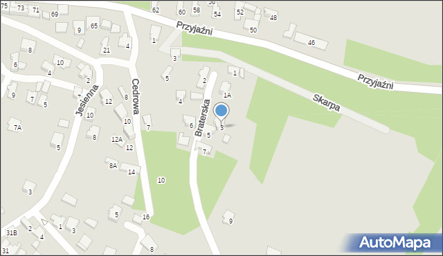 Zawiercie, Braterska, 3, mapa Zawiercie