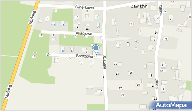 Zawiszyn, Brzozowa, 2, mapa Zawiszyn