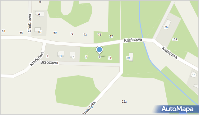 Zawodne, Brzozowa, 9, mapa Zawodne