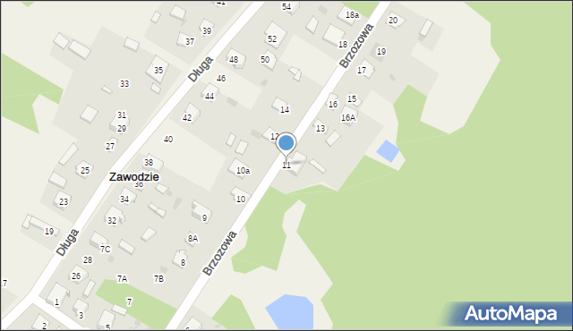 Zawodzie, Brzozowa, 11, mapa Zawodzie