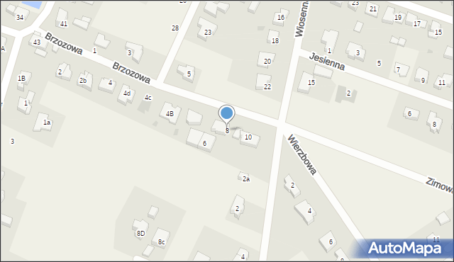 Żerniki Wrocławskie, Brzozowa, 8, mapa Żerniki Wrocławskie