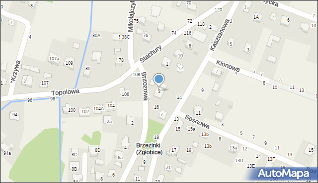 Zgłobice, Brzozowa, 3, mapa Zgłobice