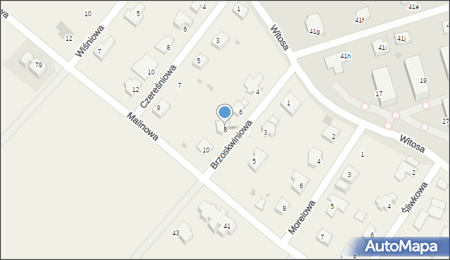 Zieleniewo, Brzoskwiniowa, 8, mapa Zieleniewo